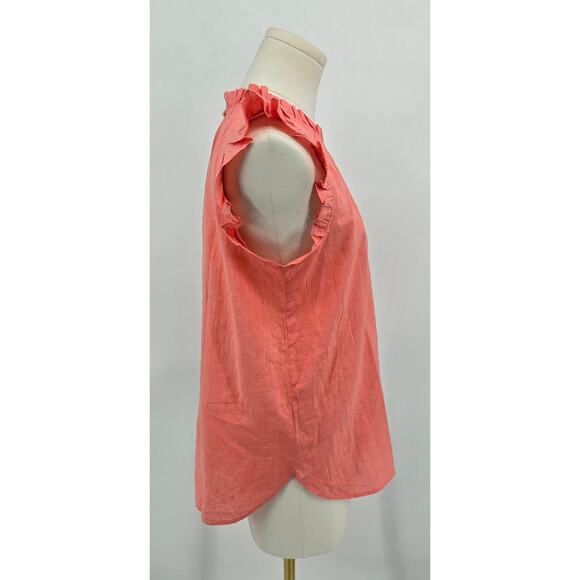 Loft Cotton Textured Dot Flutter Sleeve Blouse - Picture 2 of 5